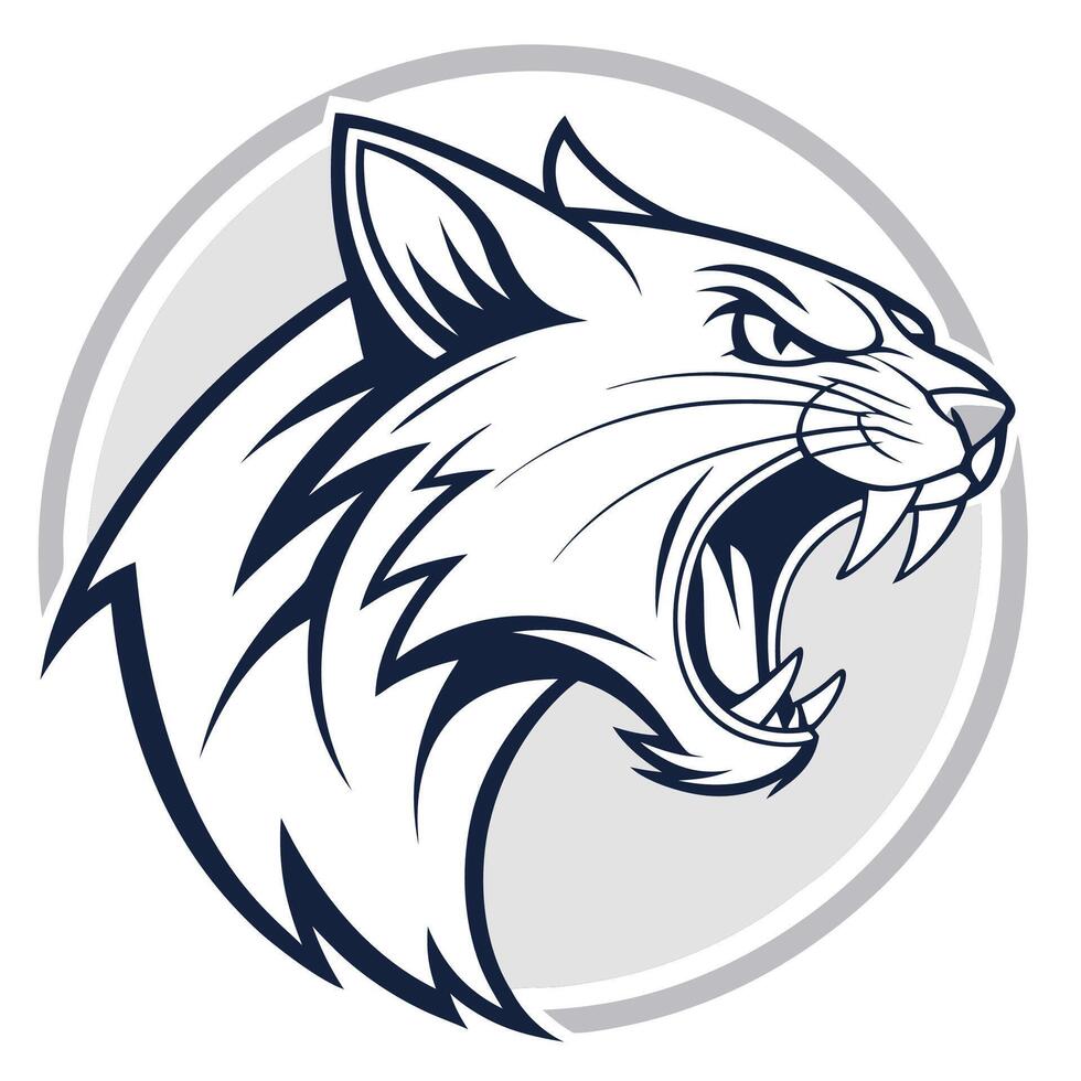 a cat head with its mouth open in a circle vector