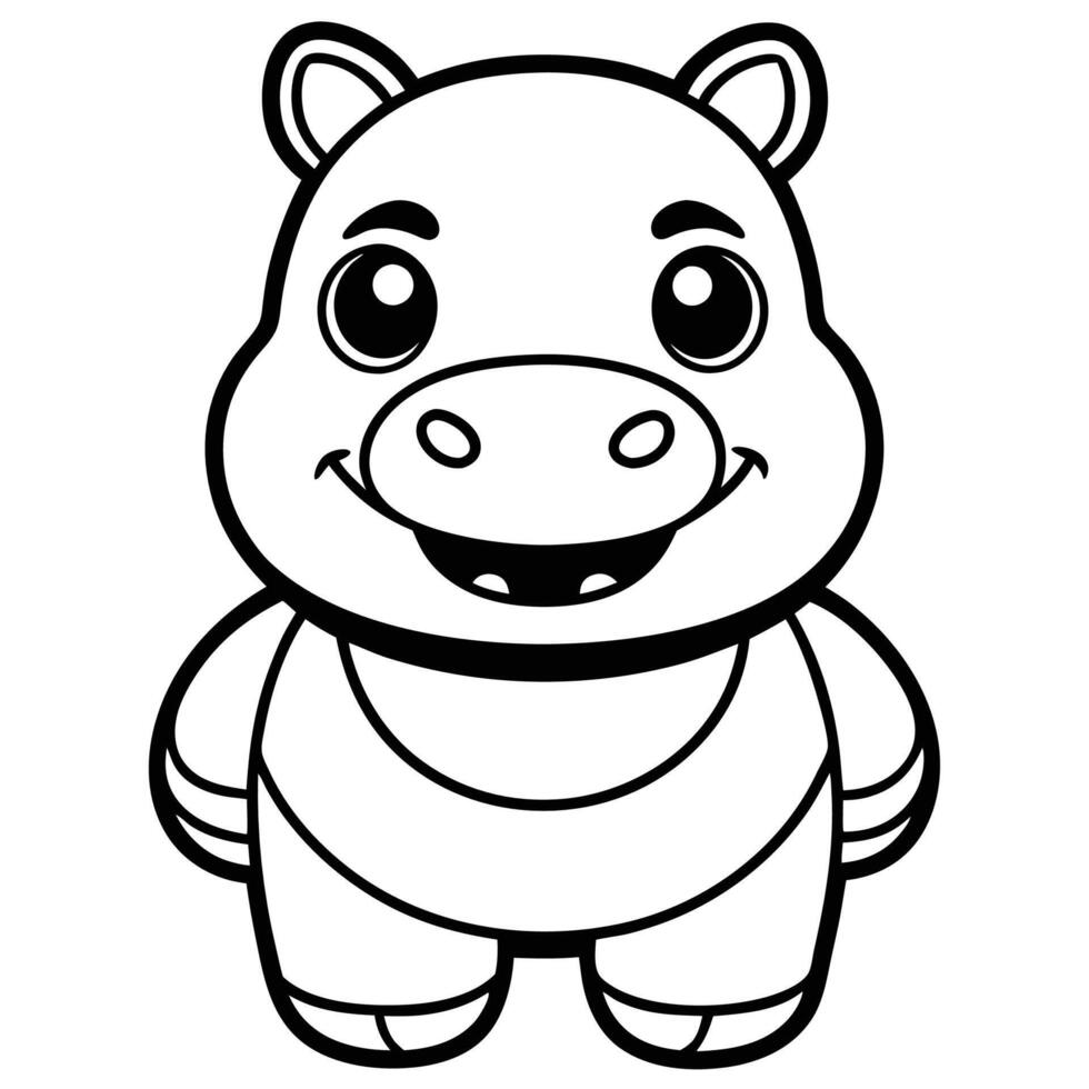 a cartoon hippo with big eyes and a smile vector
