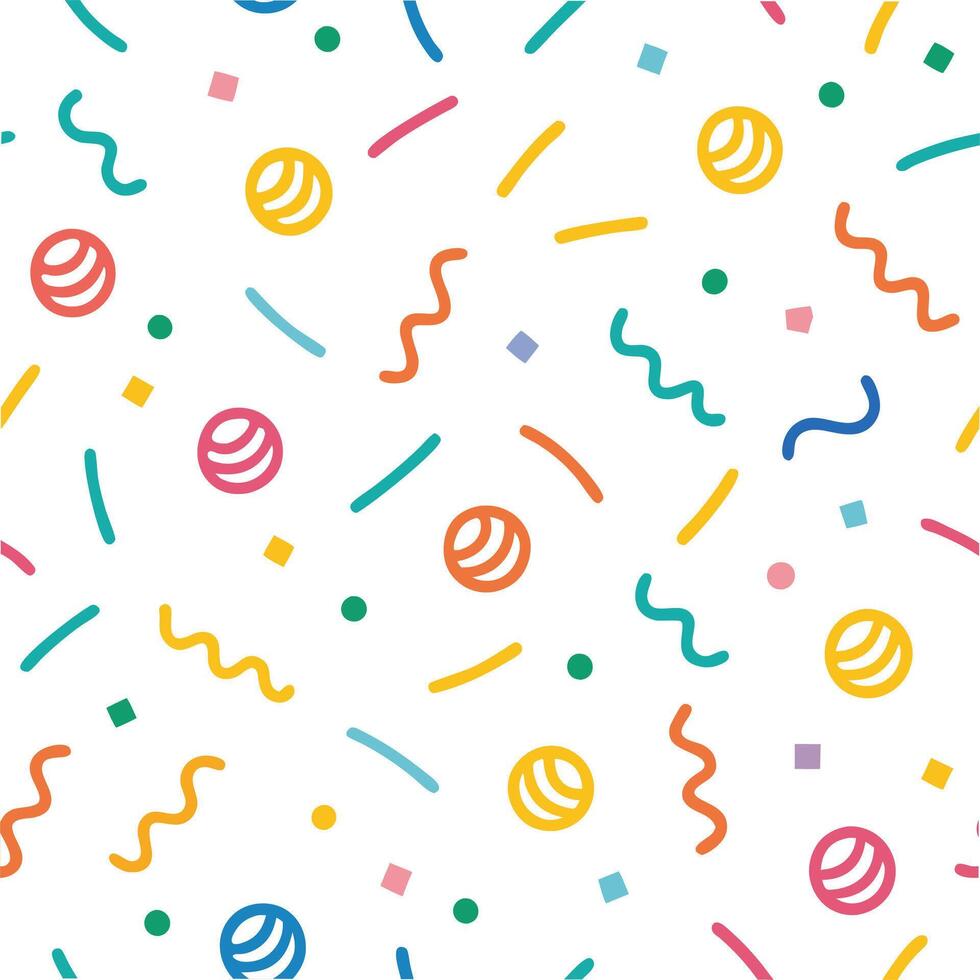 a colorful pattern with balls and confetti vector