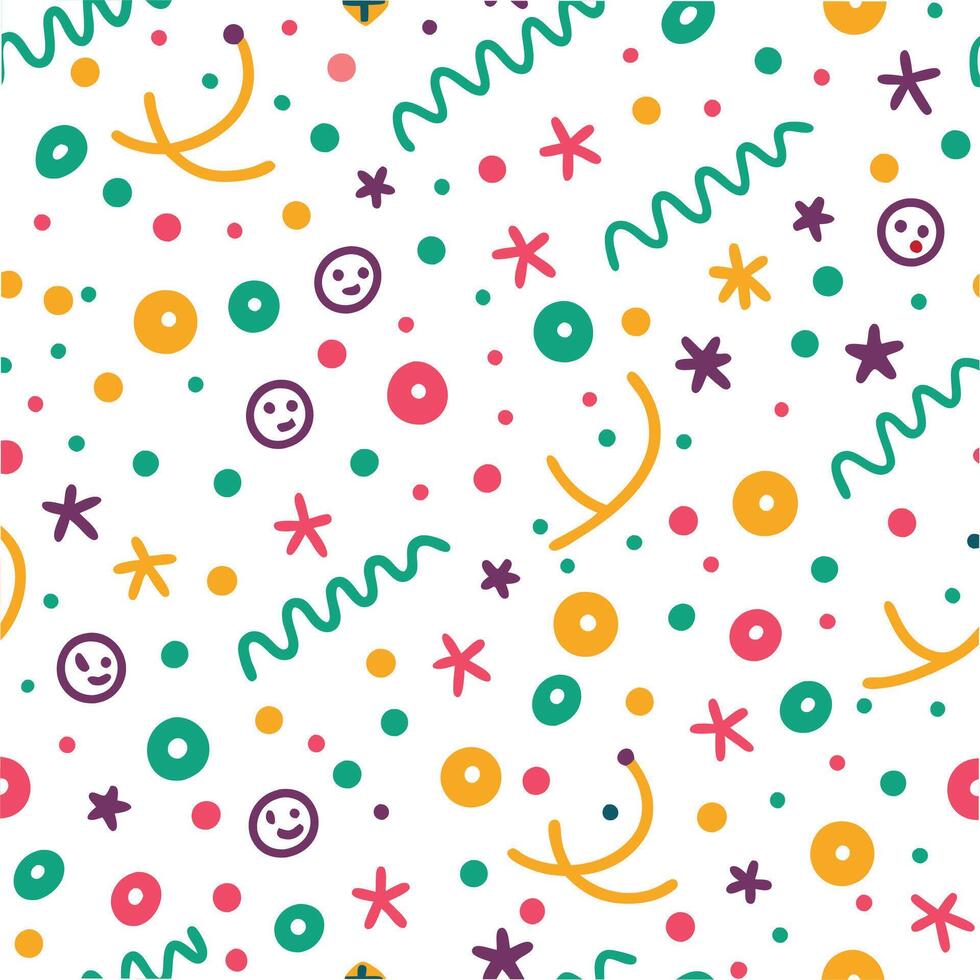 a colorful pattern with smiley faces and circles vector