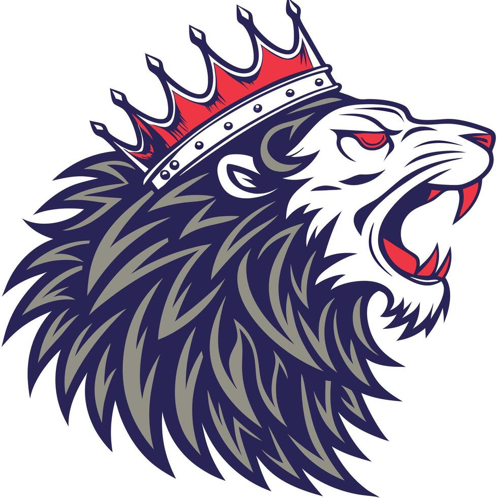 lion head with crown on head vector