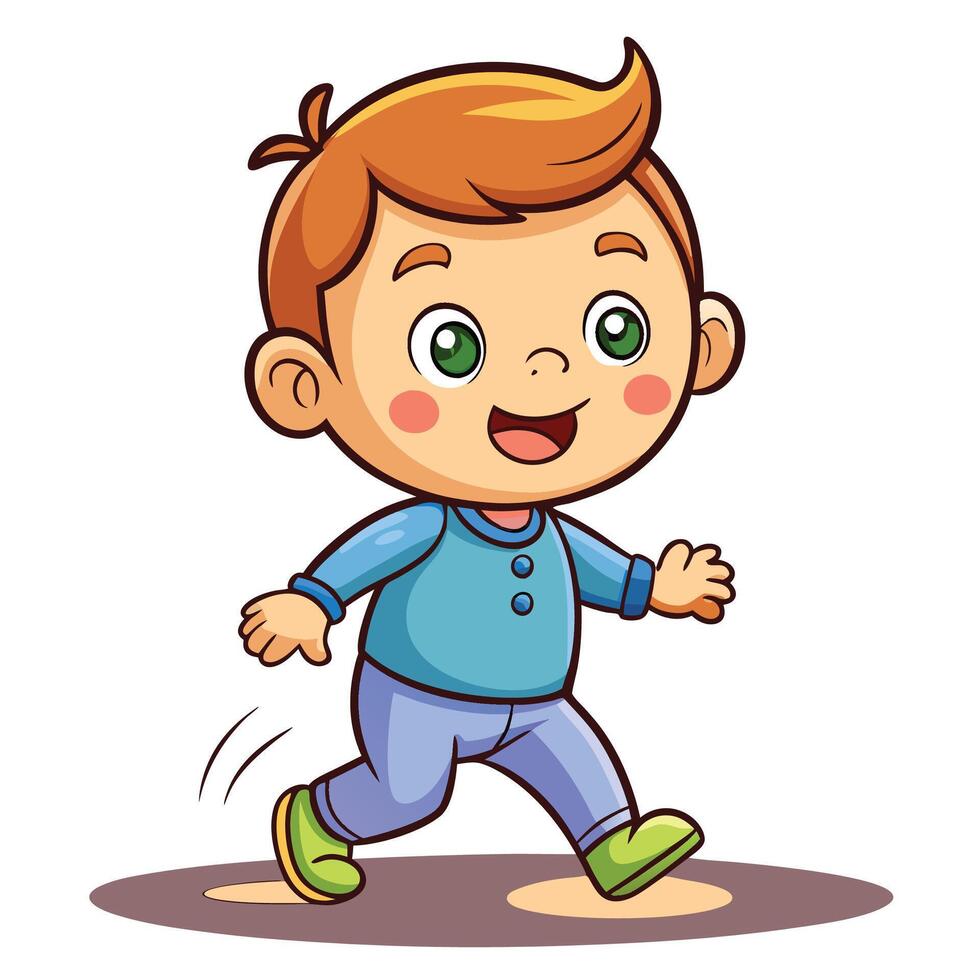 cartoon boy running and smiling vector