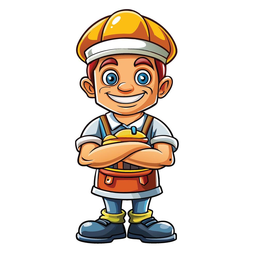 cartoon character of a man in an apron holding a burger vector