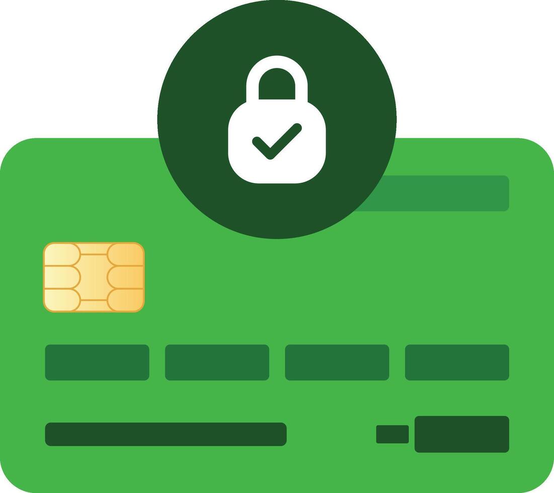 Green Simple Debit Card with Lock Icon vector