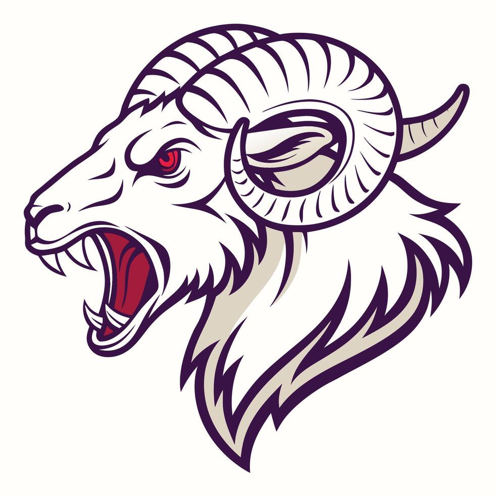 a ram head with its mouth open vector
