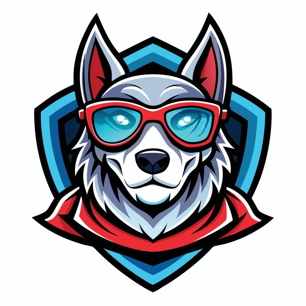 a wolf wearing sunglasses and a red scarf vector