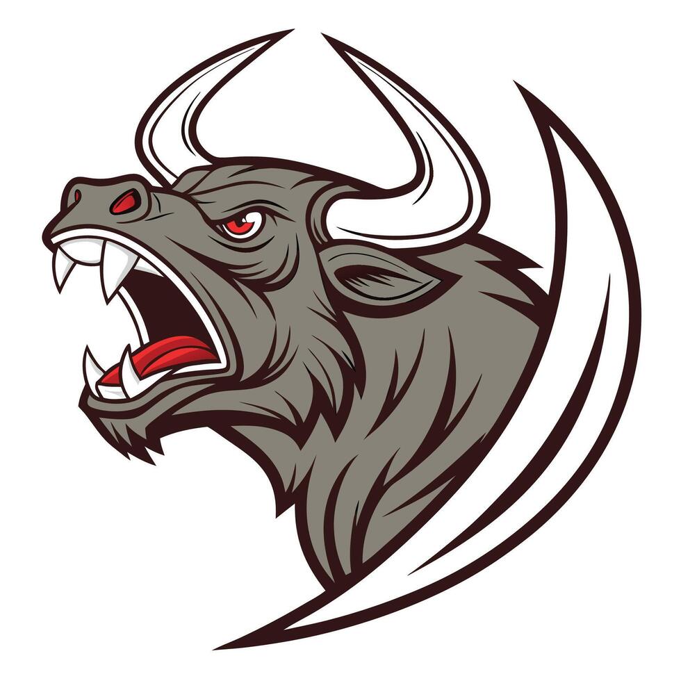 an angry bull head with its mouth open vector