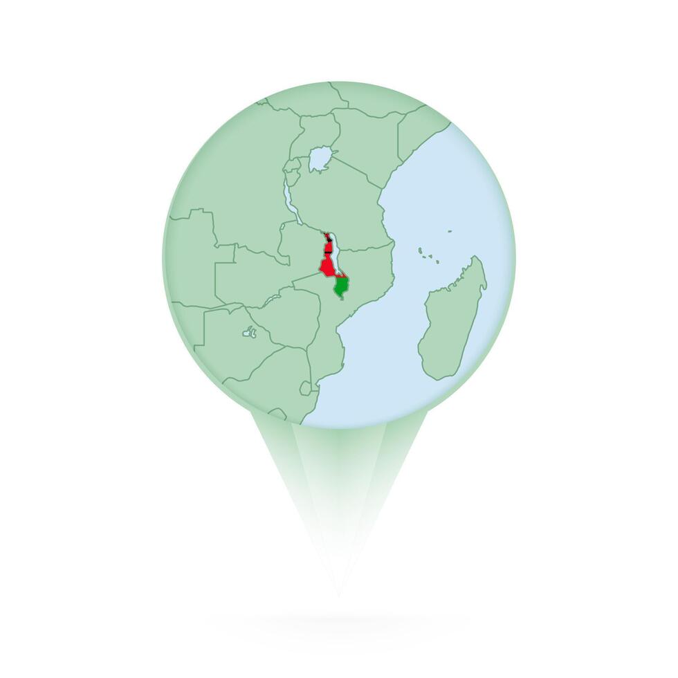 Malawi map, stylish location icon with Malawi map and flag. vector