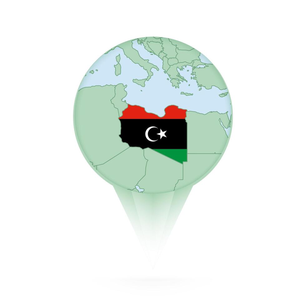 Libya map, stylish location icon with Libya map and flag. vector
