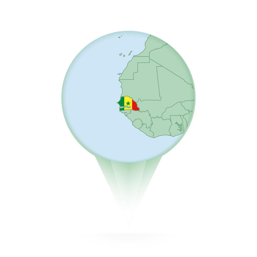 Senegal map, stylish location icon with Senegal map and flag. vector