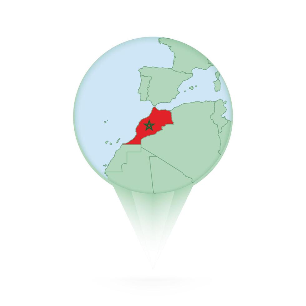 Morocco map, stylish location icon with Morocco map and flag. vector