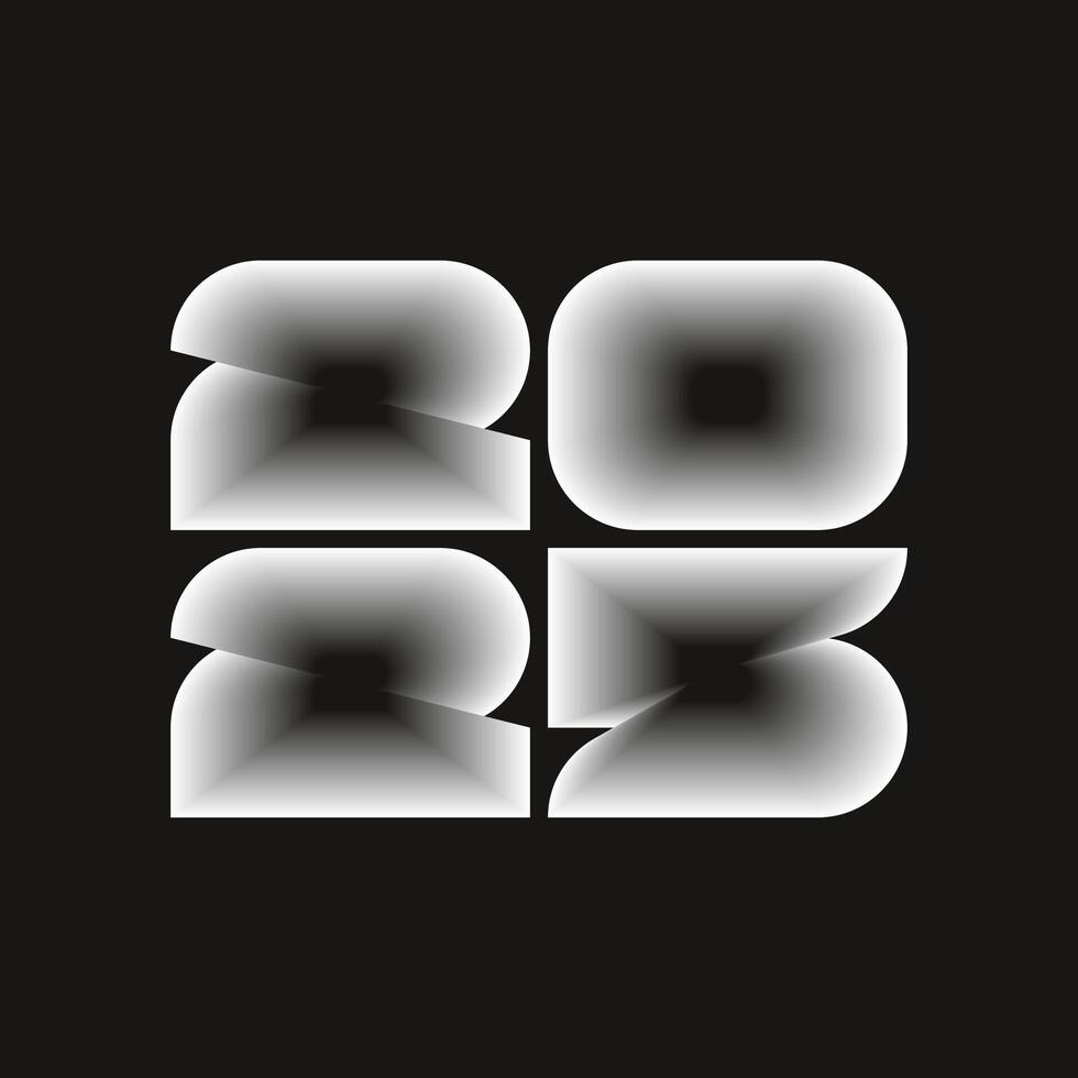 Happy new year 2025 Text Design in black and white style. vector