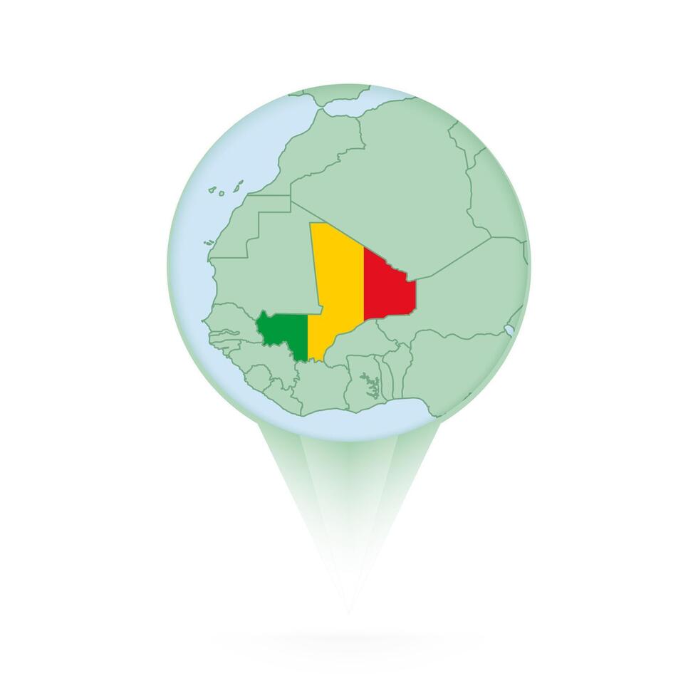 Mali map, stylish location icon with Mali map and flag. vector
