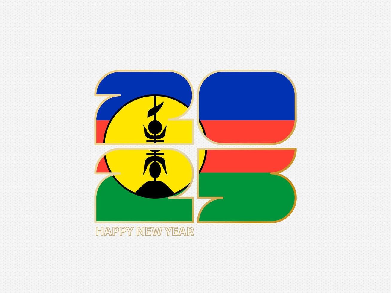 Abstract numbers 2025 with flag of New Caledonia. vector