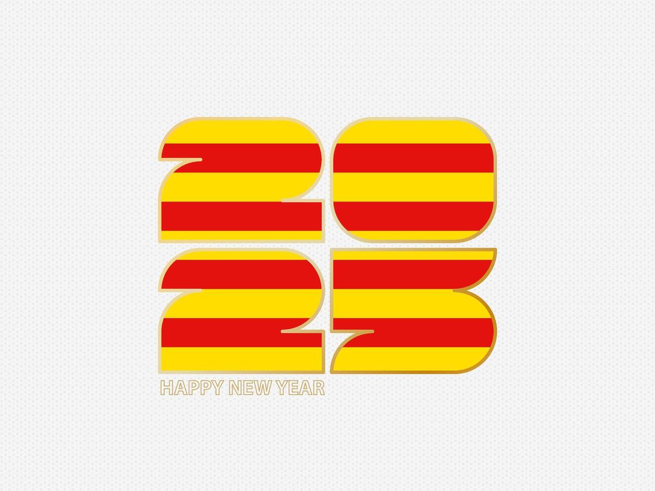 Abstract numbers 2025 with flag of Catalonia. vector