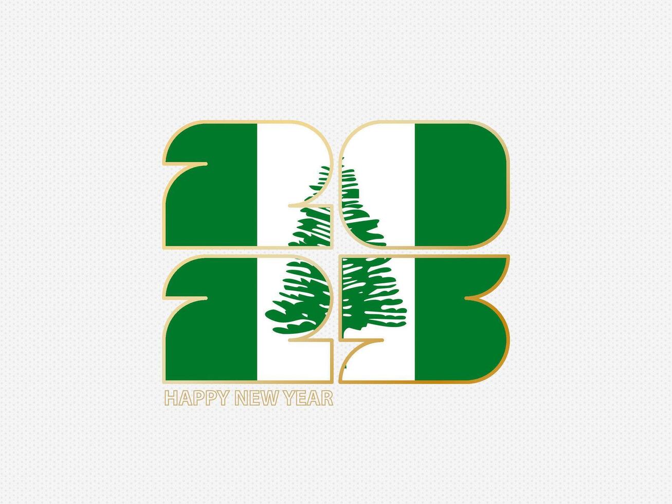 Abstract numbers 2025 with flag of Norfolk Island. vector