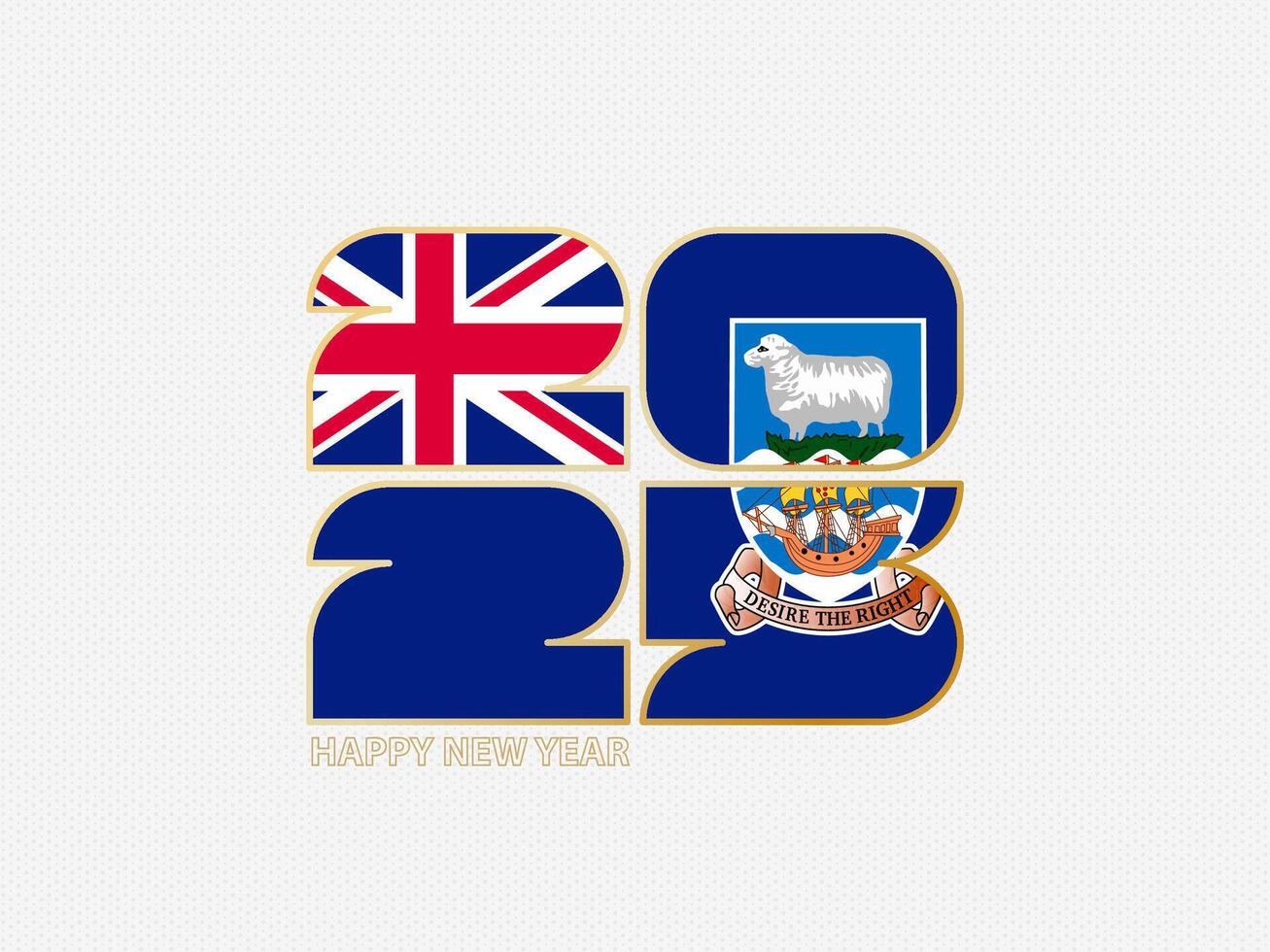 Abstract numbers 2025 with flag of Falkland Islands. vector