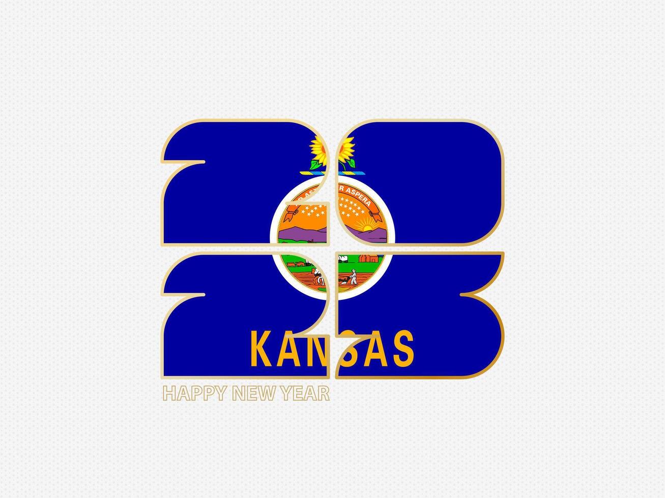 Abstract numbers 2025 with flag of Kansas. vector