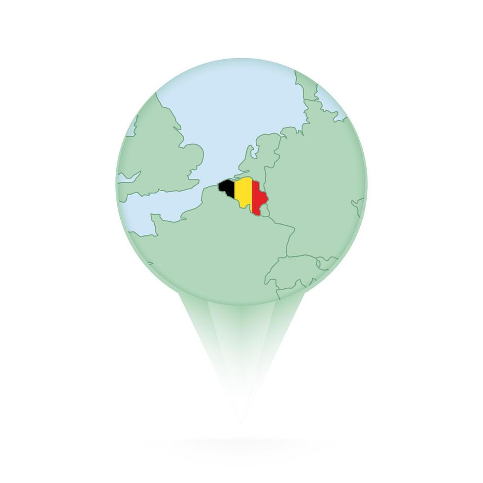 Belgium map, stylish location icon with Belgium map and flag. vector