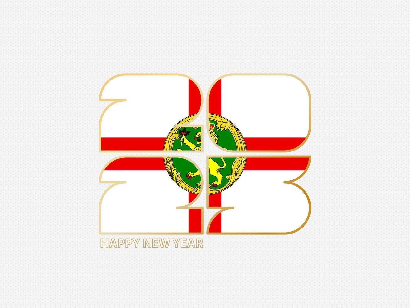 Abstract numbers 2025 with flag of Alderney. vector