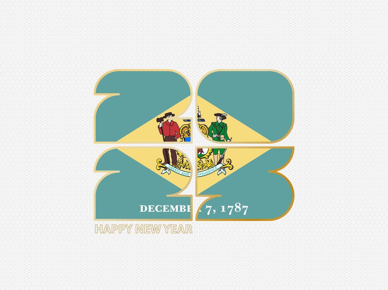 Abstract numbers 2025 with flag of Delaware. vector