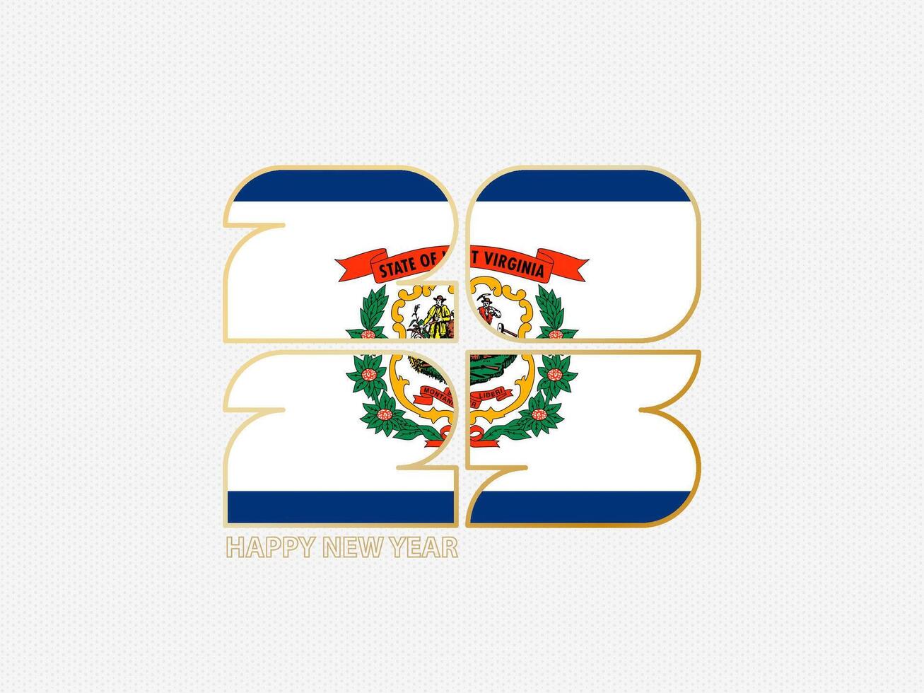 Abstract numbers 2025 with flag of West Virginia. vector