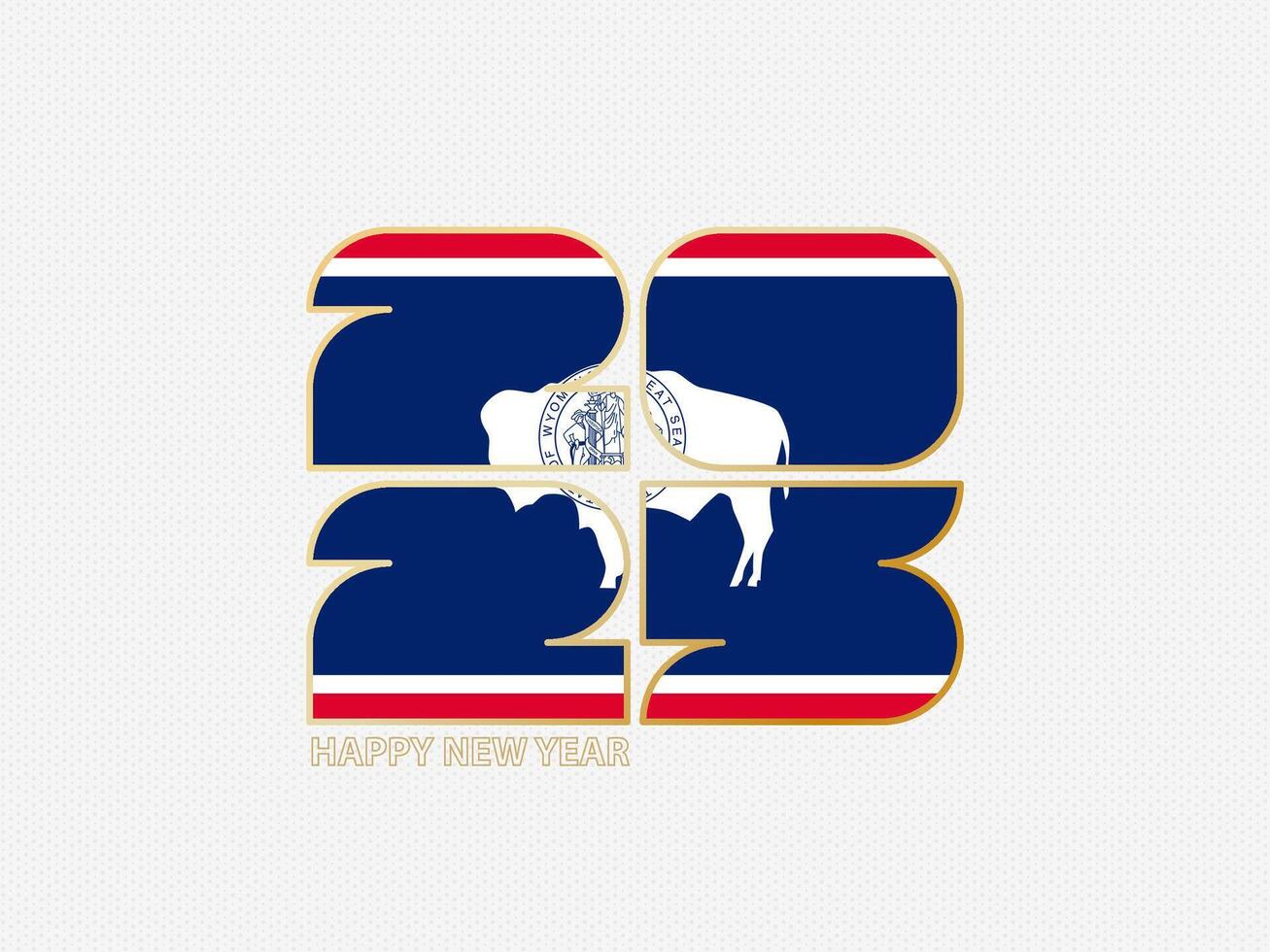 Abstract numbers 2025 with flag of Wyoming. vector