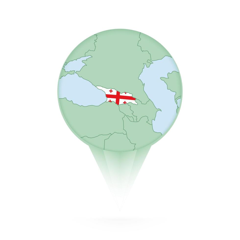 Georgia map, stylish location icon with Georgia map and flag. vector