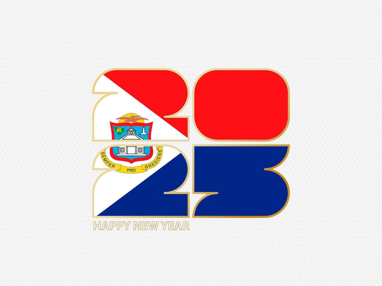Abstract numbers 2025 with flag of Sint Maarten. vector