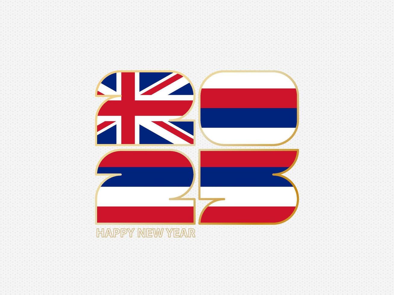 Abstract numbers 2025 with flag of Hawaii. vector