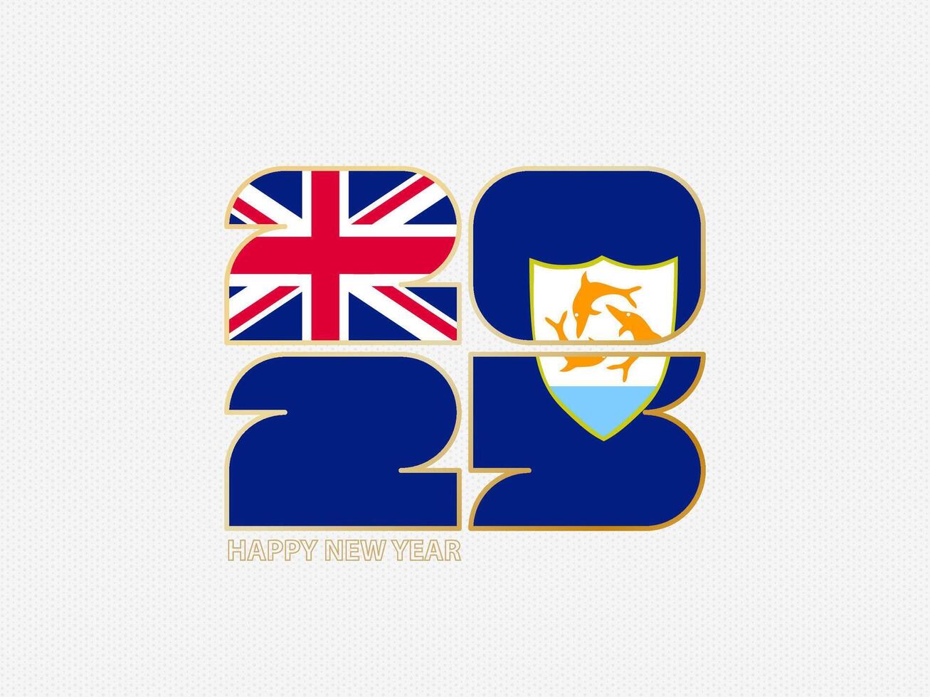 Abstract numbers 2025 with flag of Anguilla. vector