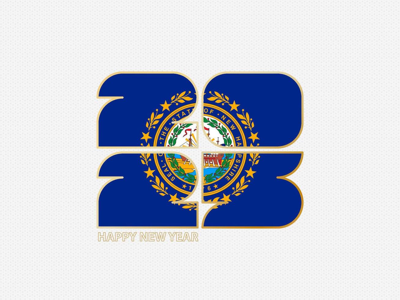 Abstract numbers 2025 with flag of New Hampshire. vector