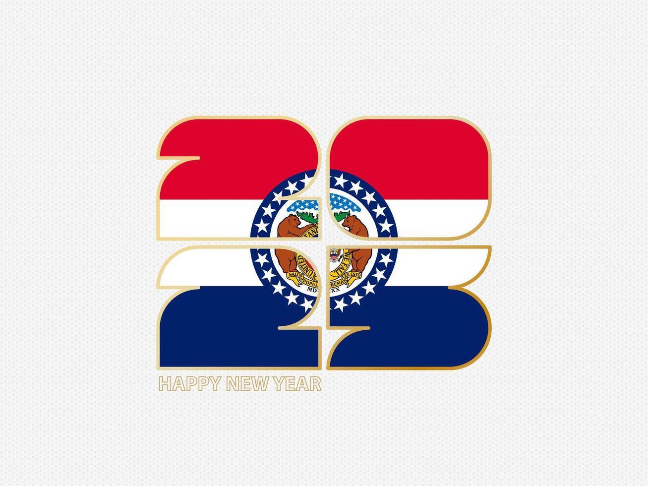 Abstract numbers 2025 with flag of Missouri. vector