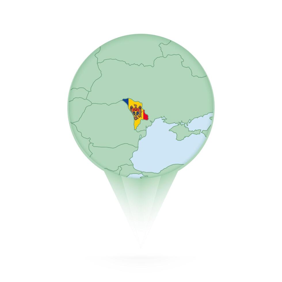 Moldova map, stylish location icon with Moldova map and flag. vector
