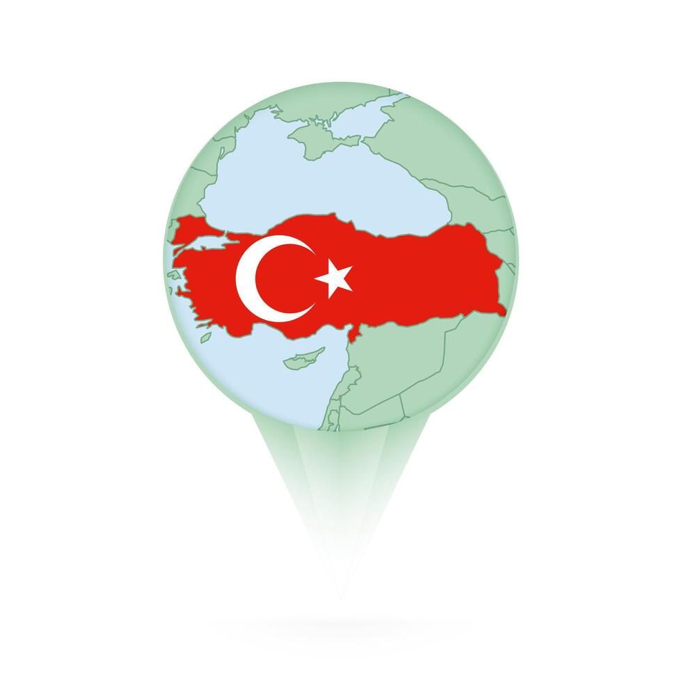 Turkey map, stylish location icon with Turkey map and flag. vector