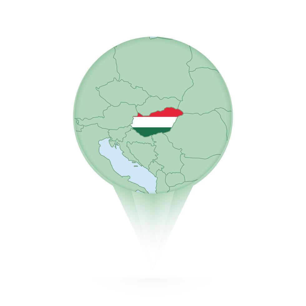 Hungary map, stylish location icon with Hungary map and flag. vector