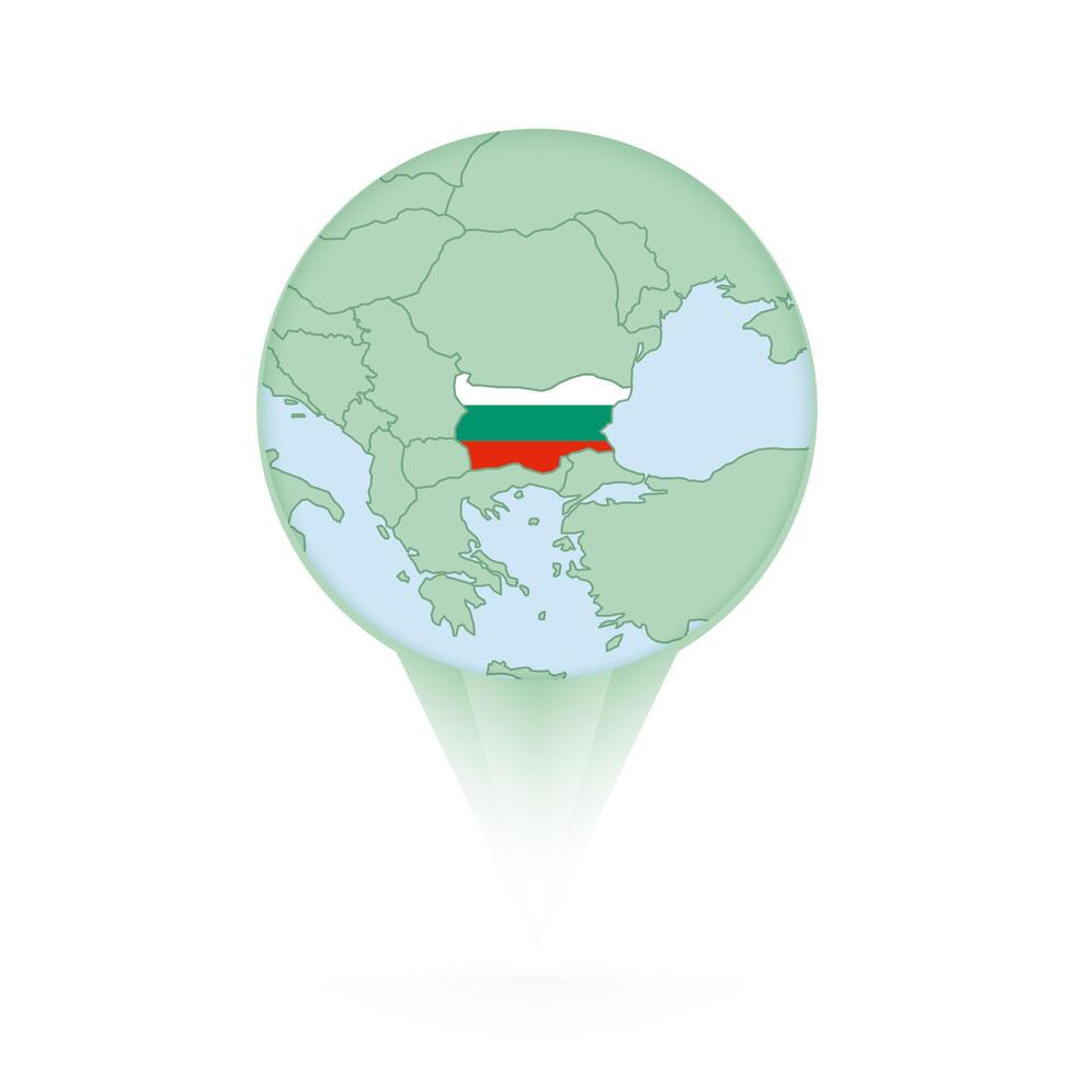 Bulgaria map, stylish location icon with Bulgaria map and flag. vector