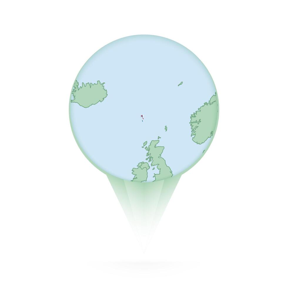 Faroe Islands map, stylish location icon with Faroe Islands map and flag. vector