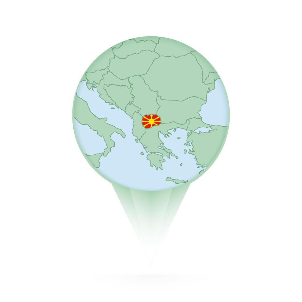 Macedonia map, stylish location icon with Macedonia map and flag. vector
