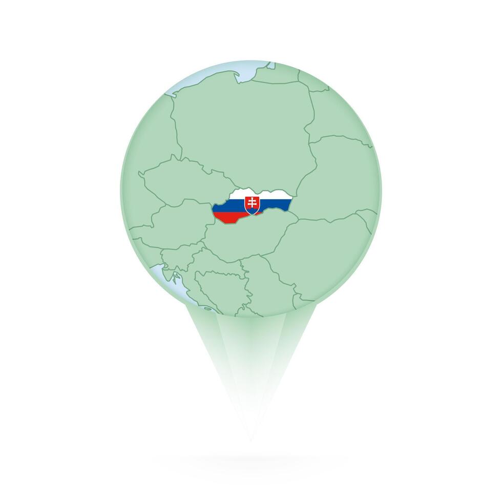 Slovakia map, stylish location icon with Slovakia map and flag. vector