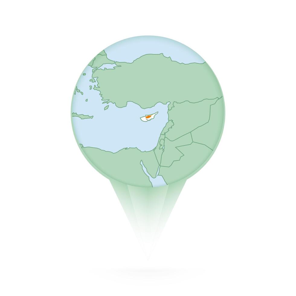 Cyprus map, stylish location icon with Cyprus map and flag. vector
