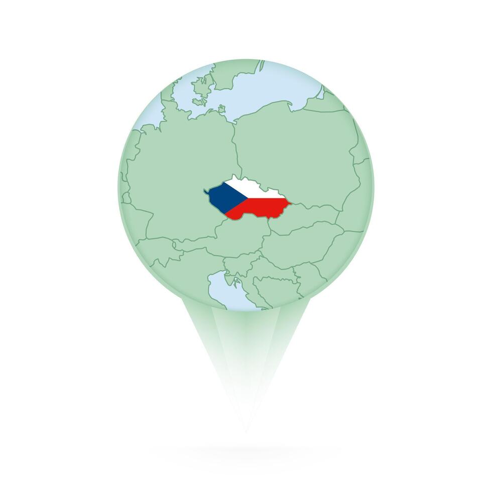 Czech Republic map, stylish location icon with Czech Republic map and flag. vector