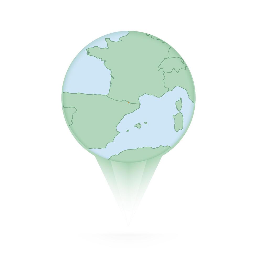 Andorra map, stylish location icon with Andorra map and flag. vector