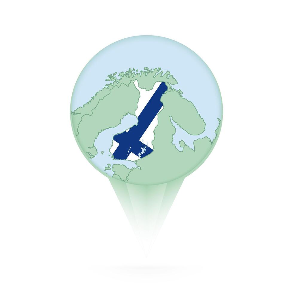 Finland map, stylish location icon with Finland map and flag. vector