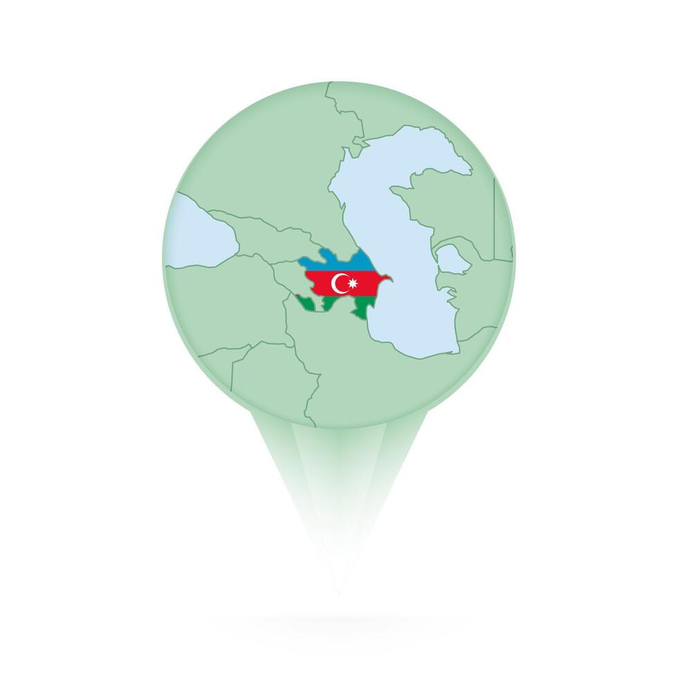 Azerbaijan map, stylish location icon with Azerbaijan map and flag. vector