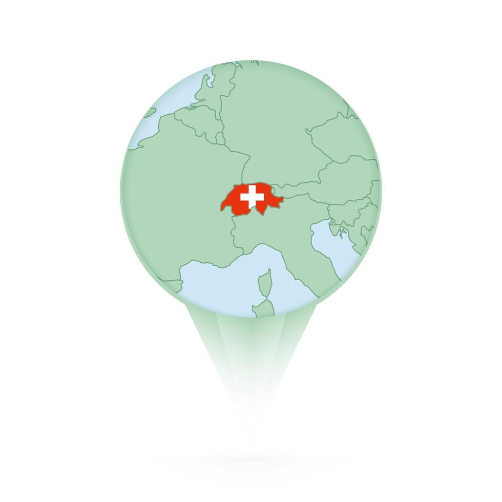 Switzerland map, stylish location icon with Switzerland map and flag. vector