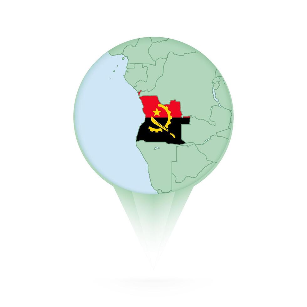 Angola map, stylish location icon with Angola map and flag. vector