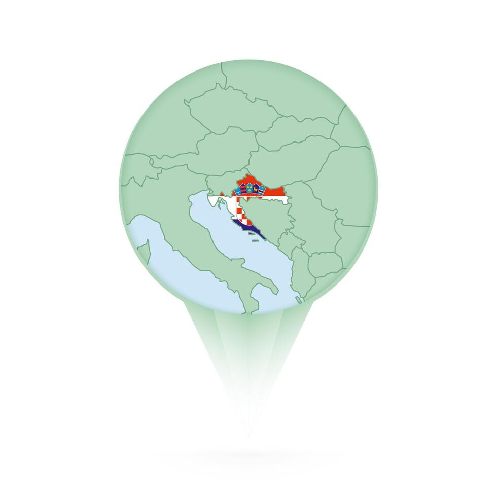 Croatia map, stylish location icon with Croatia map and flag. vector