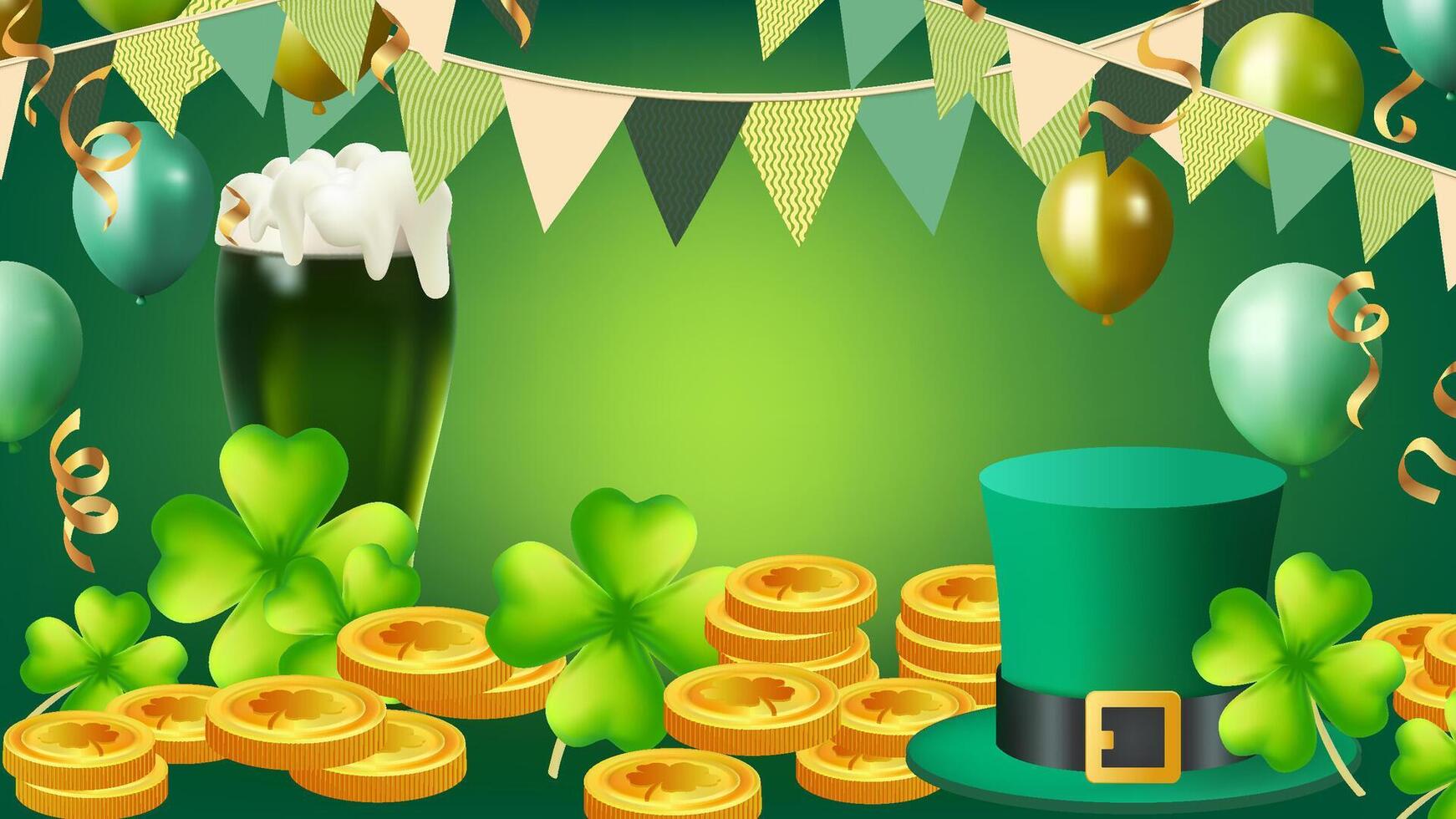 St. Patrick's Day set of flyers brochures, invitation to a holiday, Template Design banner 3D effect clover. Simple banner for the site, shop, , web backgrounds, greeting cards and more vector