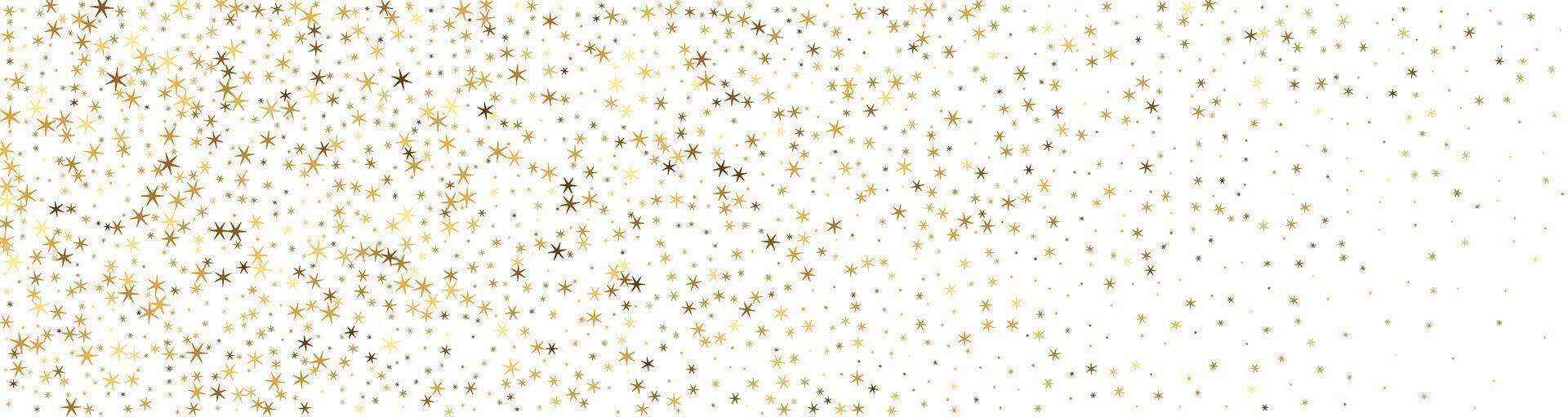 Golden star background with glittering confetti and falling stardust featuring a magical yellow pattern for holidays isolated on white background. vector